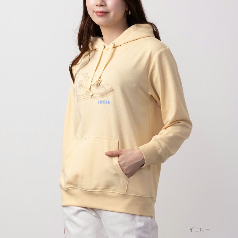 [期間限定価格]CONVERSE  シューズラバープリント裏毛パーカー レディース商品画像-4