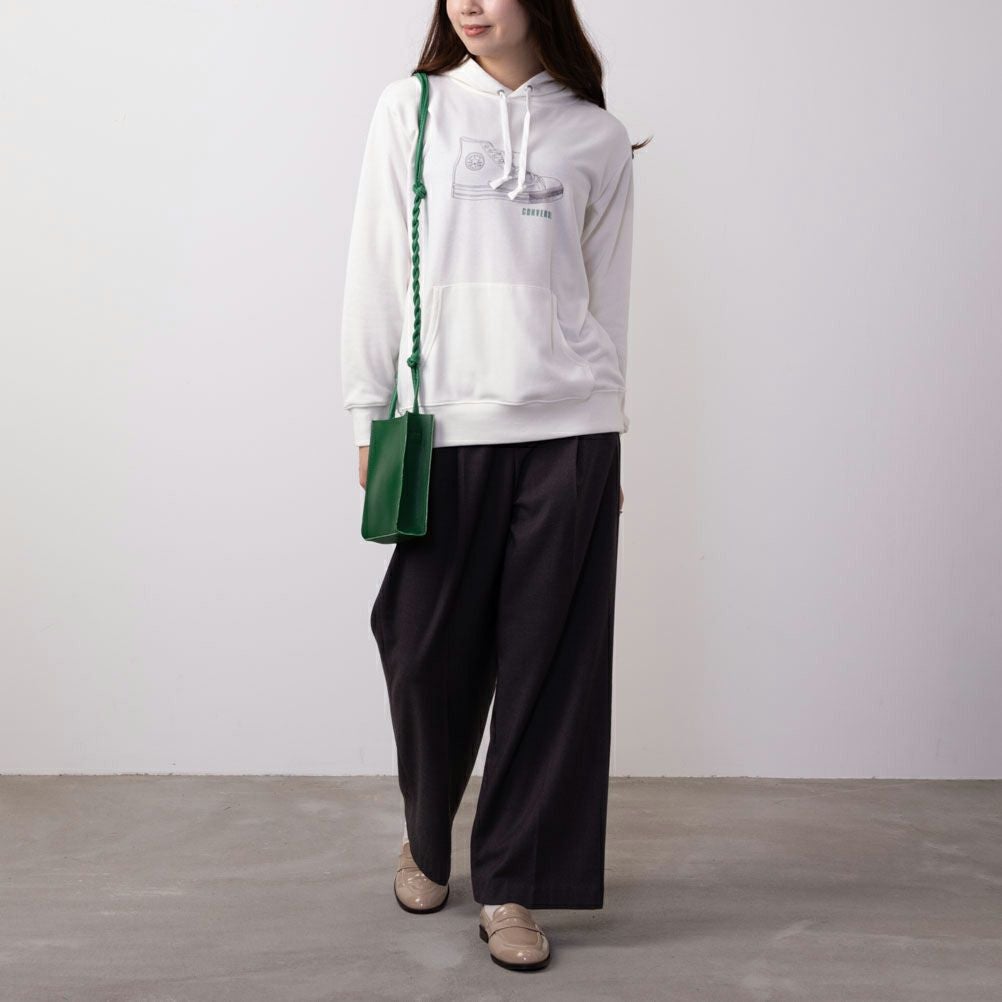 CONVERSE シューズラバープリント裏毛パーカー レディース