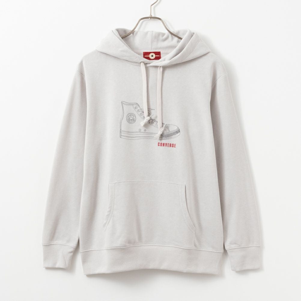 CONVERSE シューズラバープリント裏毛パーカー レディース