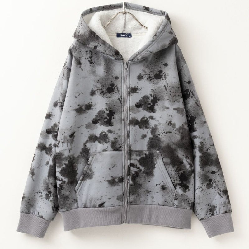 [期間限定価格]NAVY 温℃ 裏ボア総柄ジップアップパーカー キッズ商品画像-2