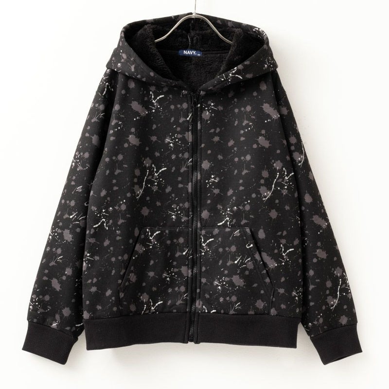 [期間限定価格]NAVY 温℃ 裏ボア総柄ジップアップパーカー キッズ商品画像-3