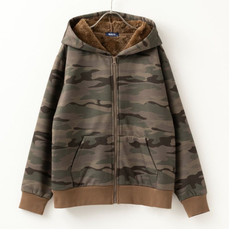 [期間限定価格]NAVY 温℃ 裏ボア総柄ジップアップパーカー キッズ商品画像-4