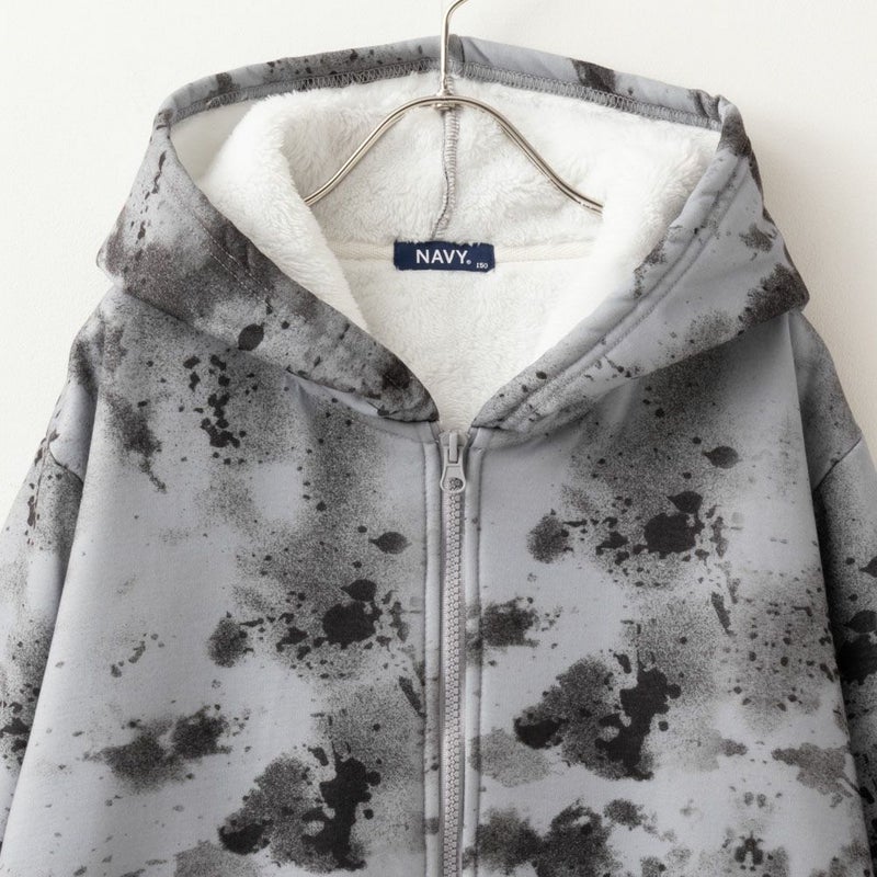 [期間限定価格]NAVY 温℃ 裏ボア総柄ジップアップパーカー キッズ商品画像-6