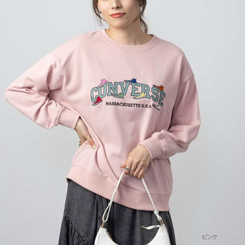 CONVERSE 裏毛シューズ刺繍トレーナー レディース商品画像-3