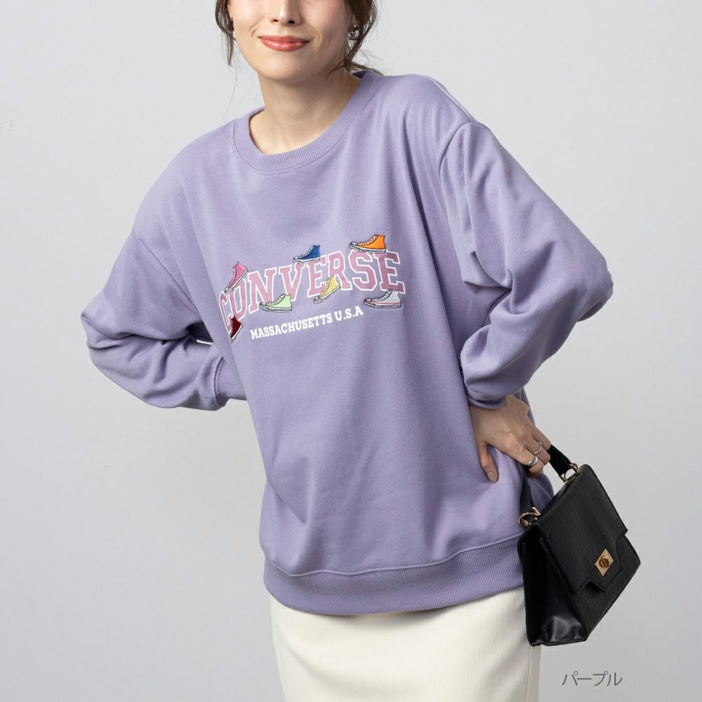 CONVERSE 裏毛シューズ刺繍トレーナー レディース