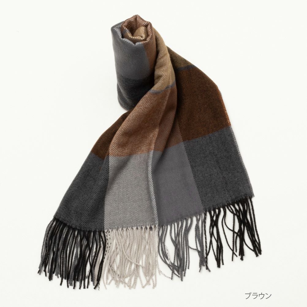 LQ エルキュー ワイズフォーメン Y's for men チェック柄 マフラー NAVY チェックマフラー メンズ