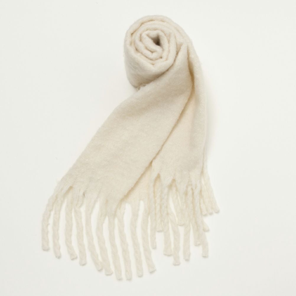 NAVY 太フリンジ無地マフラー レディース