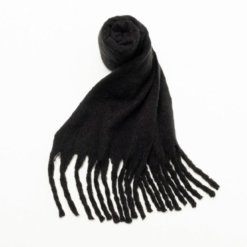 NAVY  太フリンジ無地マフラー レディース商品画像-4