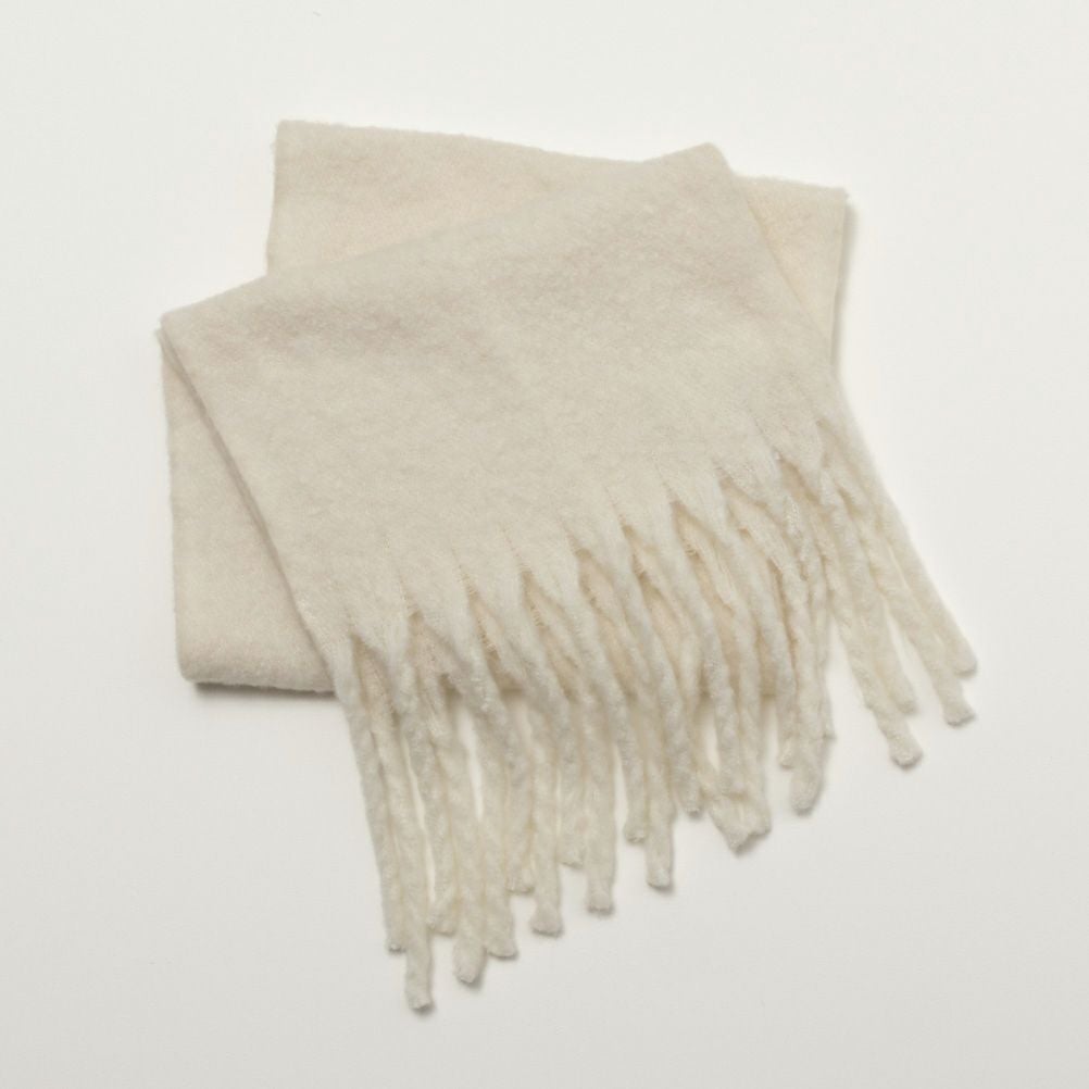 NAVY 太フリンジ無地マフラー レディース