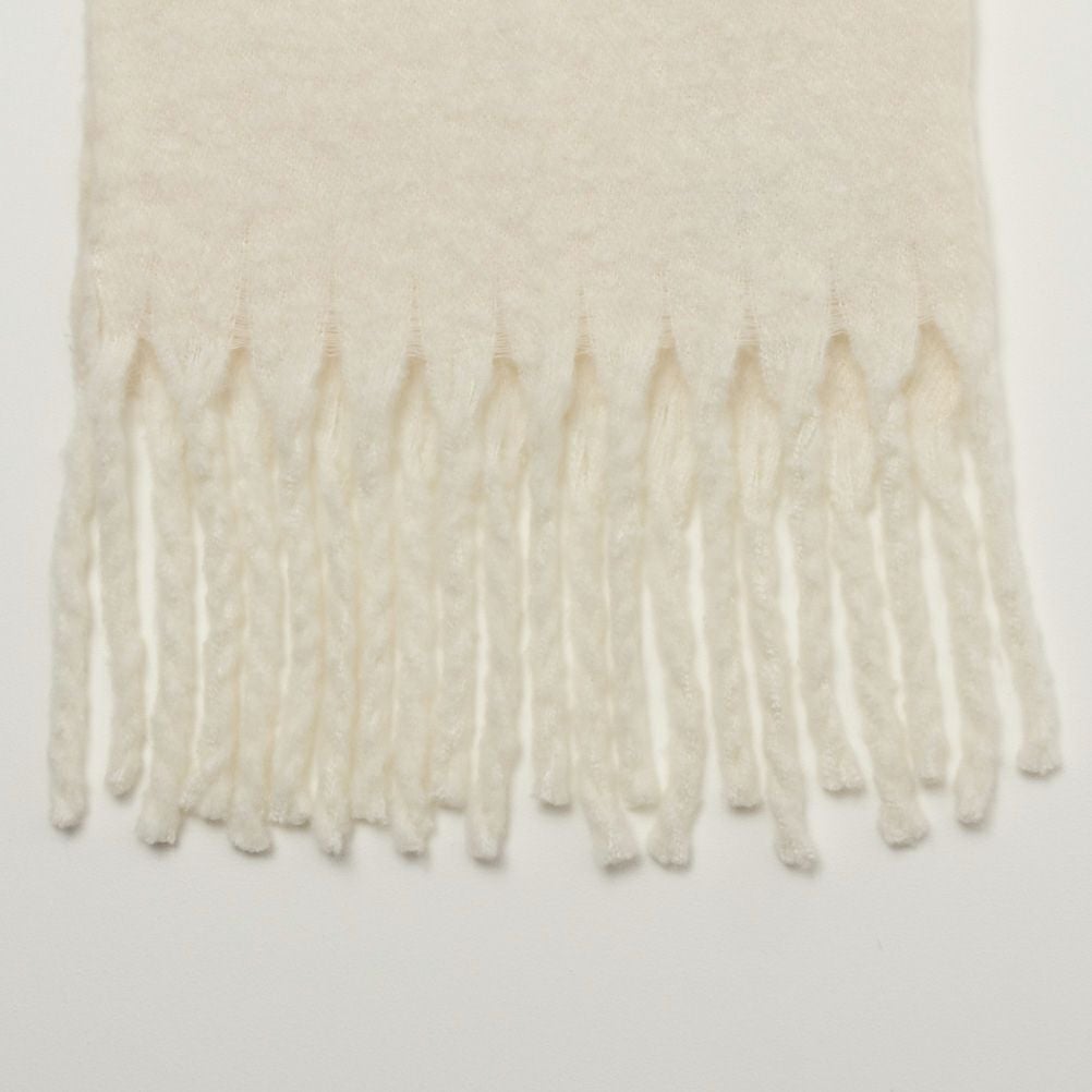 NAVY 太フリンジ無地マフラー レディース