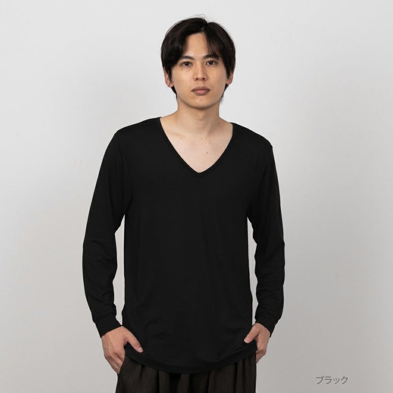 MAC HEAT  Vネック9分袖インナーシャツ メンズ メール便 対応商品商品画像-1