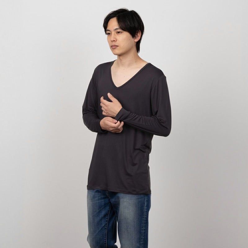 MAC HEAT  Vネック9分袖インナーシャツ メンズ メール便 対応商品商品画像-6