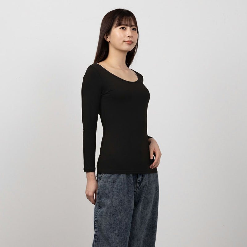 MAC HEAT Uネック8分袖インナーシャツ レディース メール便 対応商品商品画像-3