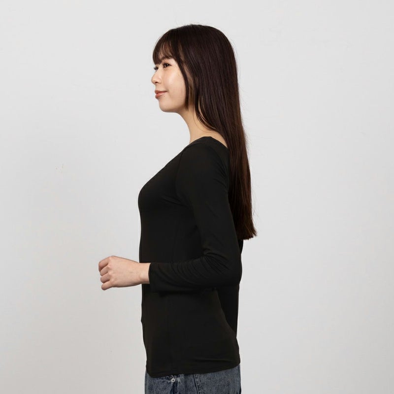 MAC HEAT Uネック8分袖インナーシャツ レディース メール便 対応商品商品画像-4