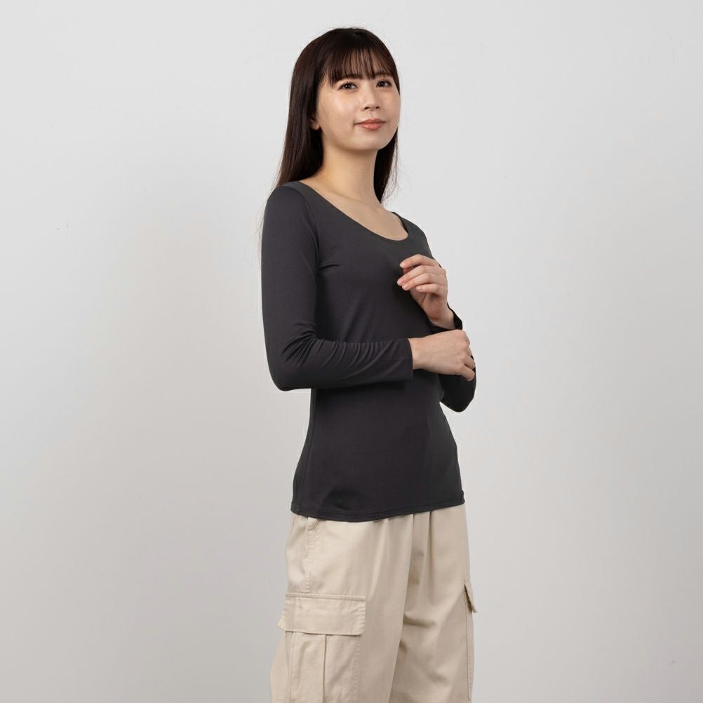 MAC HEAT Uネック8分袖インナーシャツ レディース ネコポス 対応商品