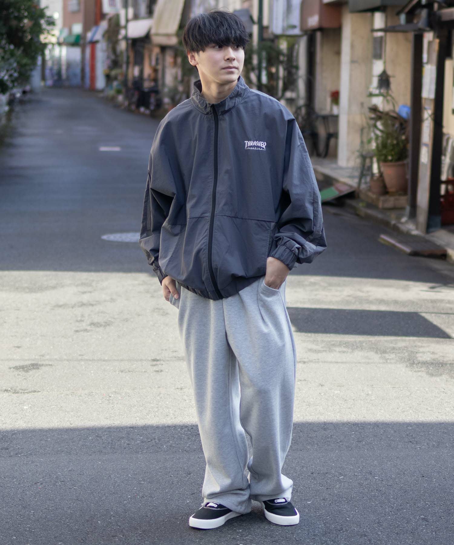 ハチヤーズメンズ メッシュ ブルゾン XL グレー THRASHER 裏メッシュブルゾン メンズ