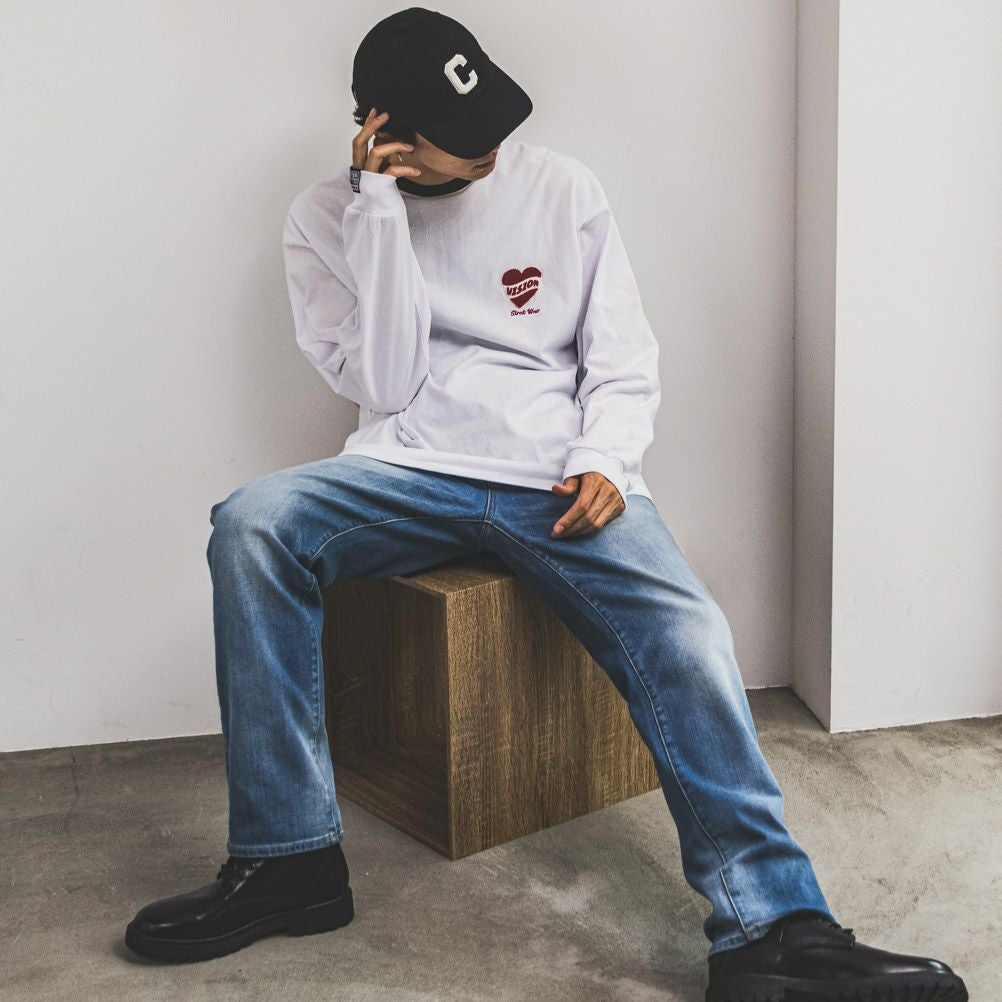 VISION STREET WEAR ハートサガラ刺繍長袖Tシャツ メンズ