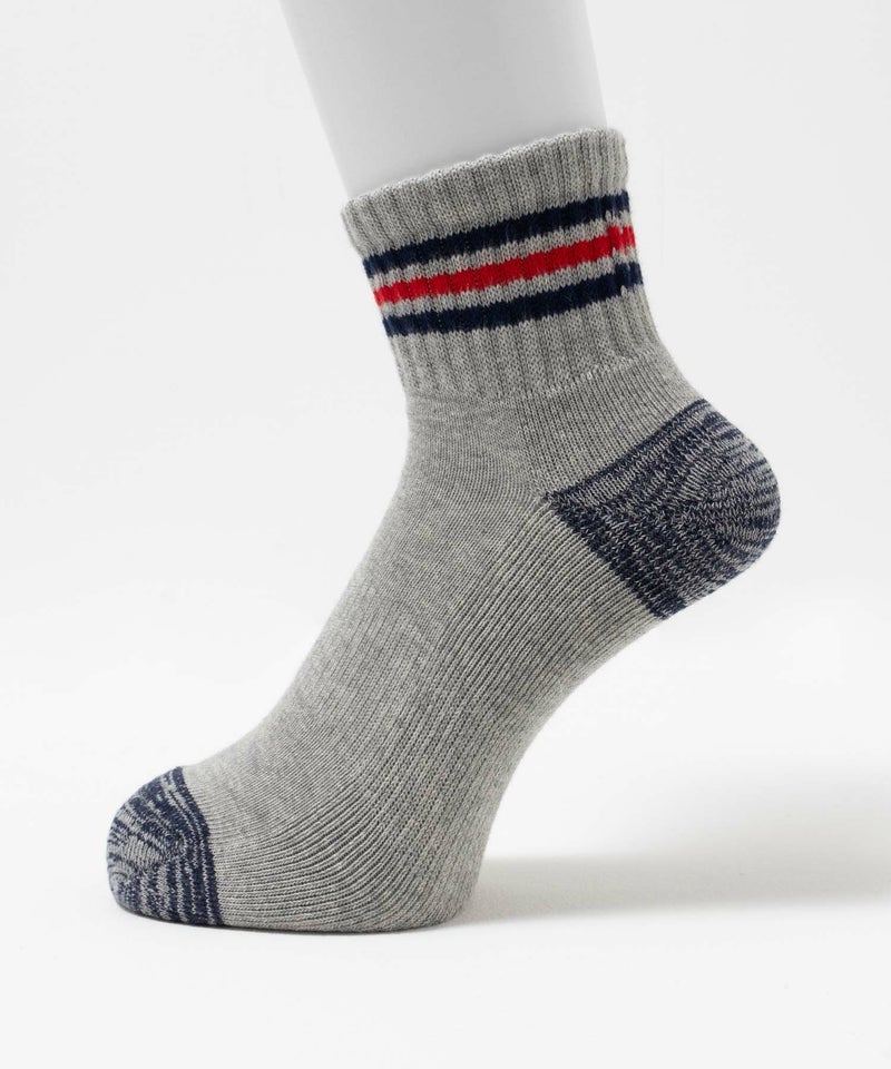 NAVY クォーターソックス ライン柄 メンズ商品画像-2