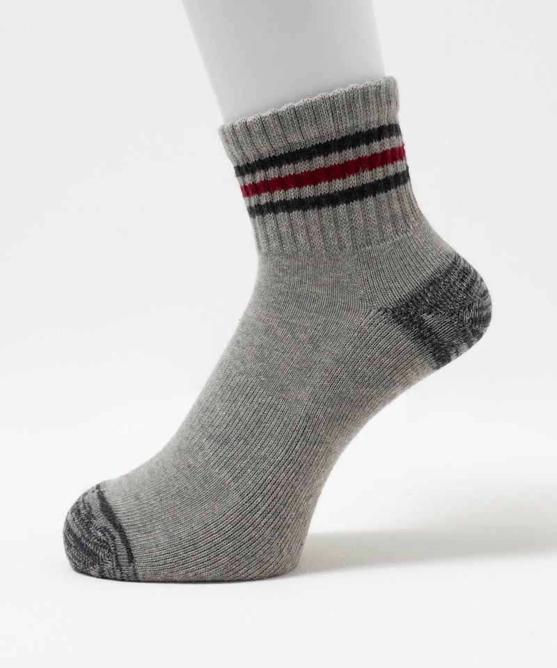 NAVY  クォーターソックス ライン柄 メンズ商品画像-3