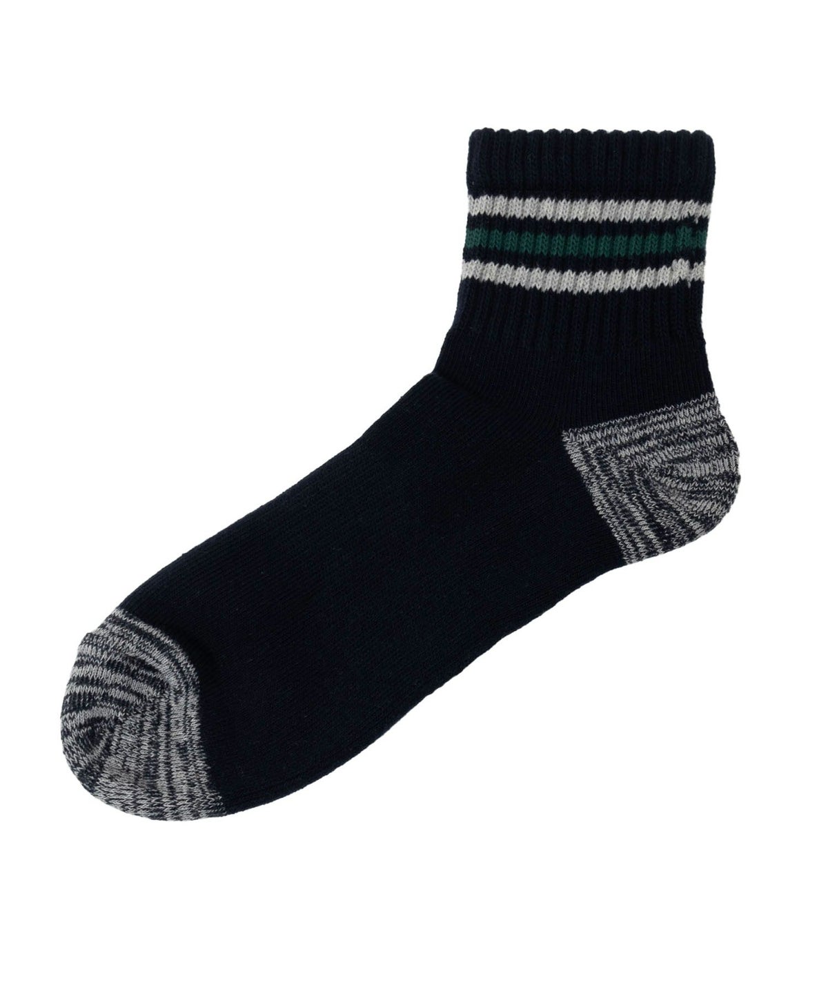 NAVY クォーターソックス ライン柄 メンズ