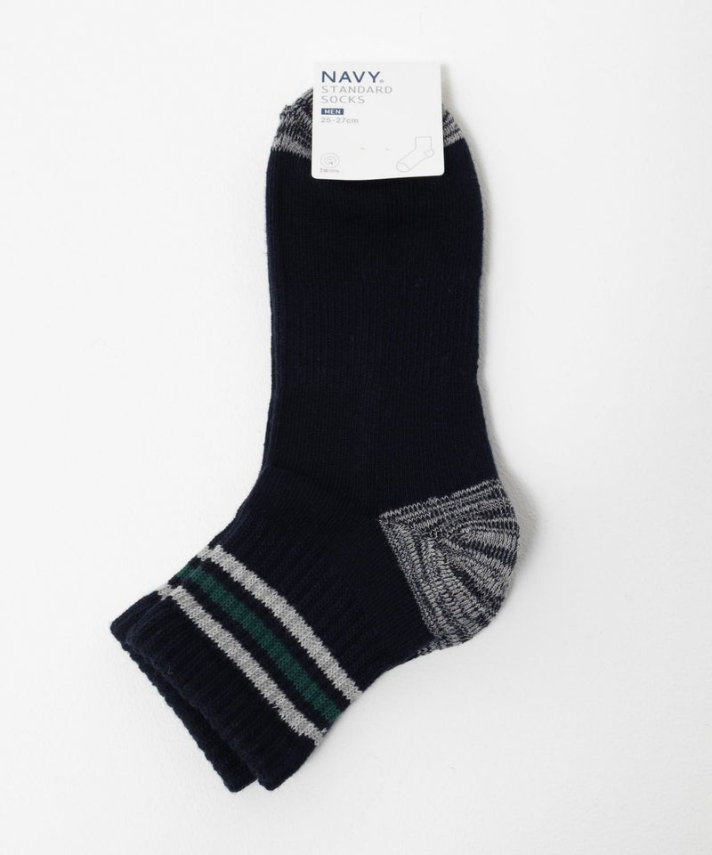 NAVY  クォーターソックス ライン柄 メンズ商品画像-15