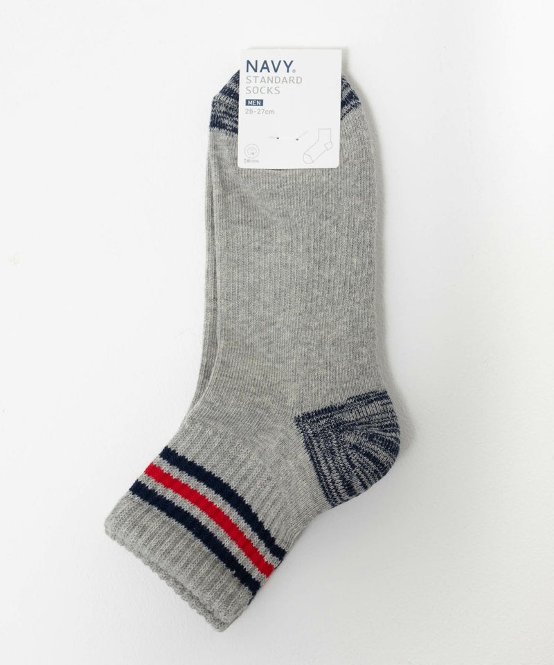 NAVY  クォーターソックス ライン柄 メンズ商品画像-16
