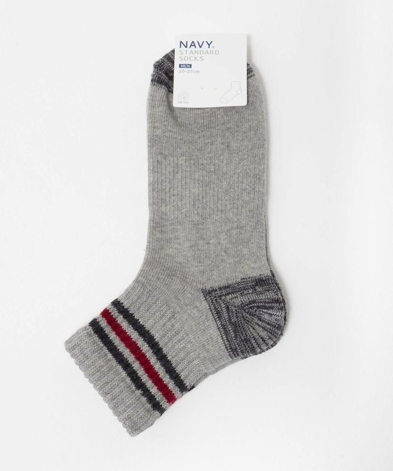 NAVY  クォーターソックス ライン柄 メンズ商品画像-17