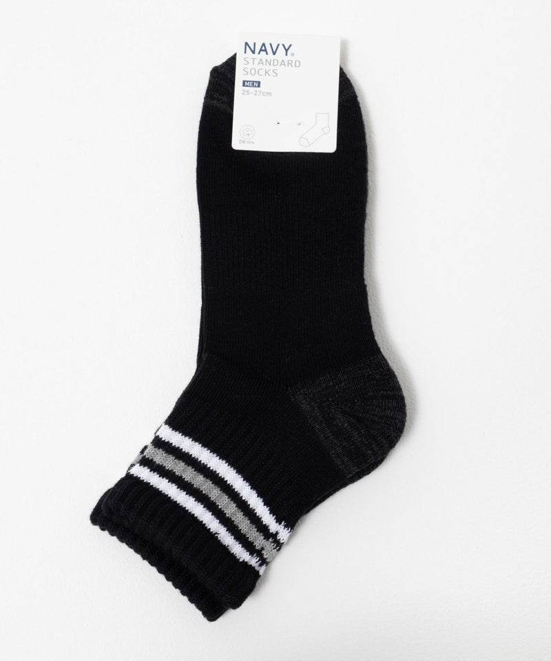 NAVY  クォーターソックス ライン柄 メンズ商品画像-18