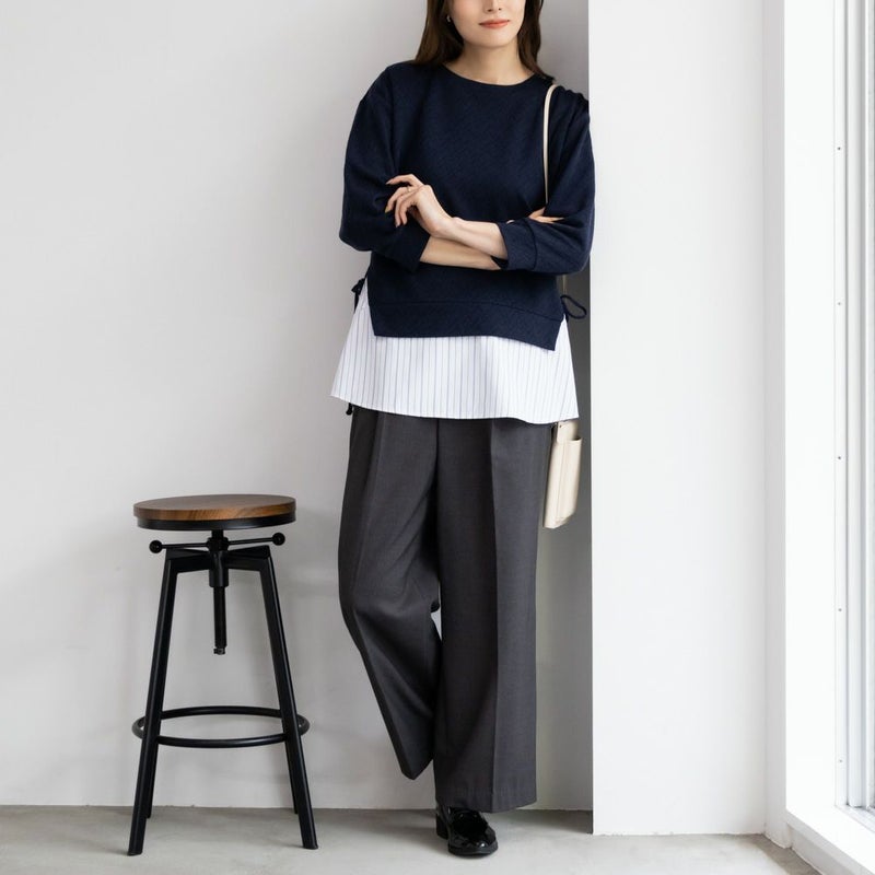 NAVY 時短フェイクレイヤードプルオーバー レディース商品画像-1