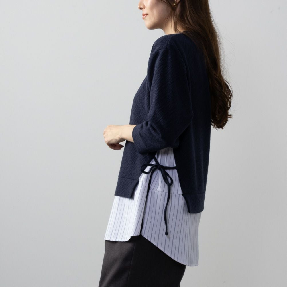 NAVY 時短フェイクレイヤードプルオーバー レディース