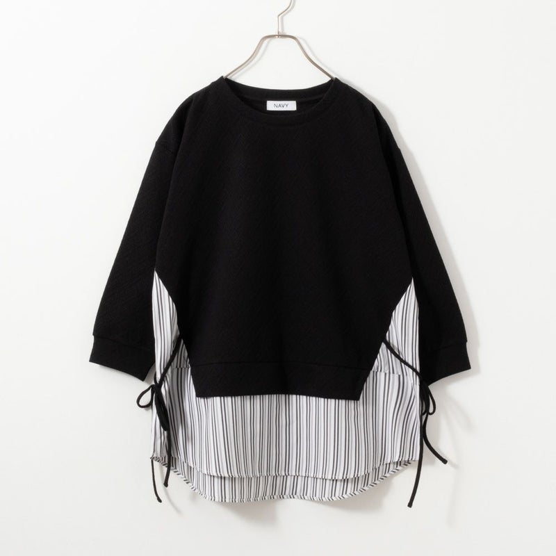 NAVY  時短フェイクレイヤードプルオーバー レディース商品画像-11