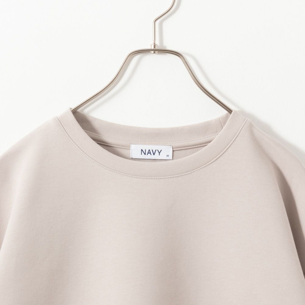 NAVY ポンチ素材 時短フェイクレイヤード九分袖プルオーバー レディース