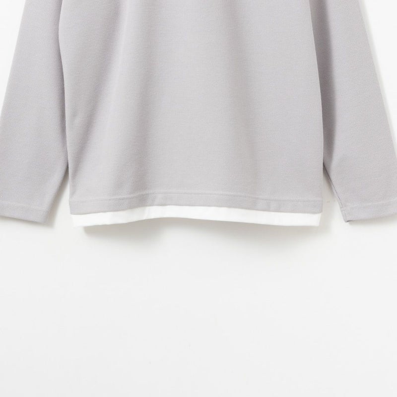 NAVY  カノコキーネックレイヤード長袖Tシャツ メンズ商品画像-8