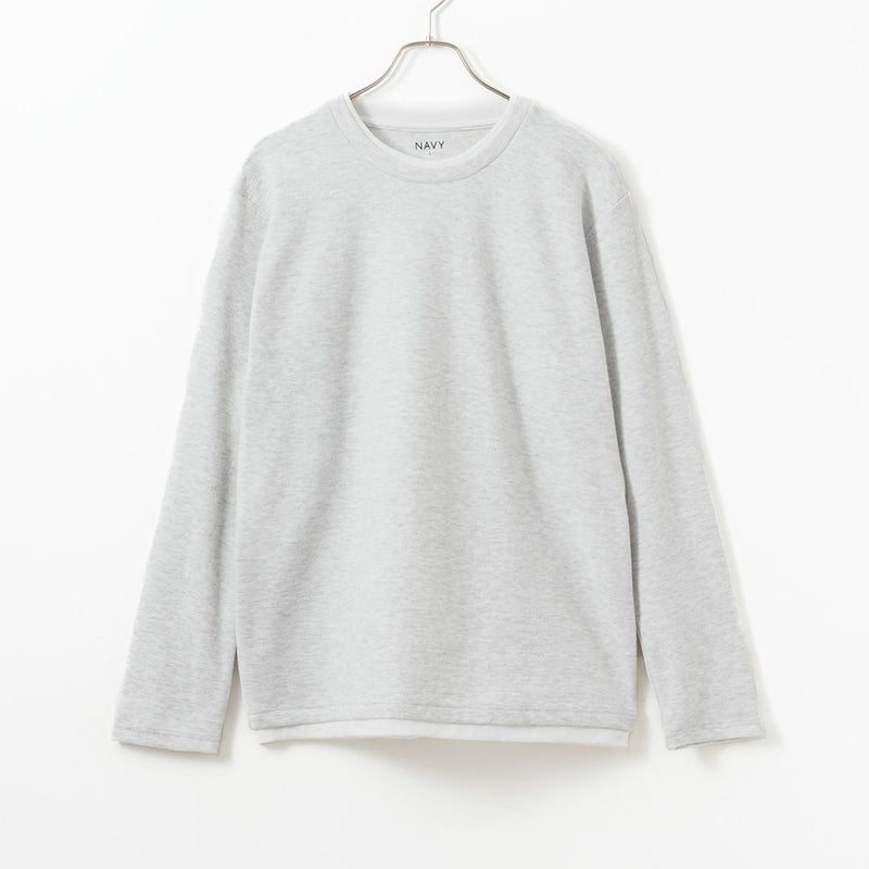 NAVY フェイクレイヤードクルーネック長袖Tシャツ メンズ商品画像-1