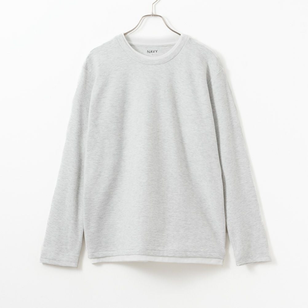 NAVY フェイクレイヤードクルーネック長袖Tシャツ メンズ