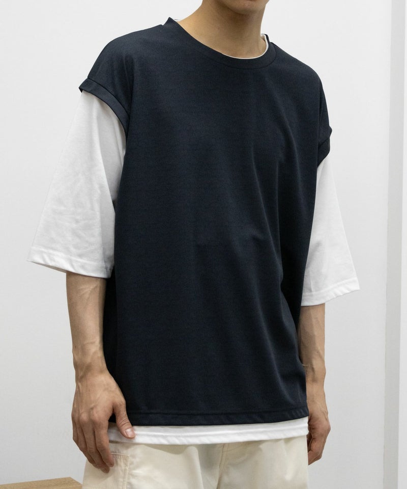 URBAN COLLECTION  梨地フェイクベストレイヤードTシャツ メンズ商品画像-2