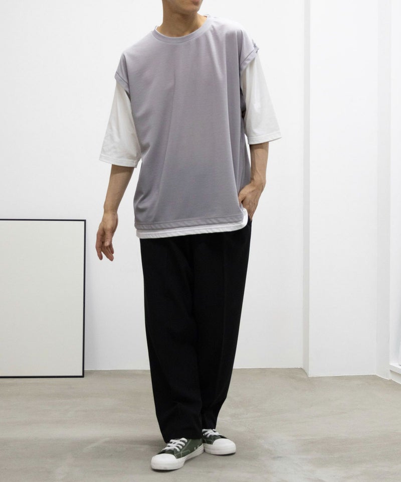 URBAN COLLECTION 梨地フェイクベストレイヤードTシャツ メンズ商品画像-4