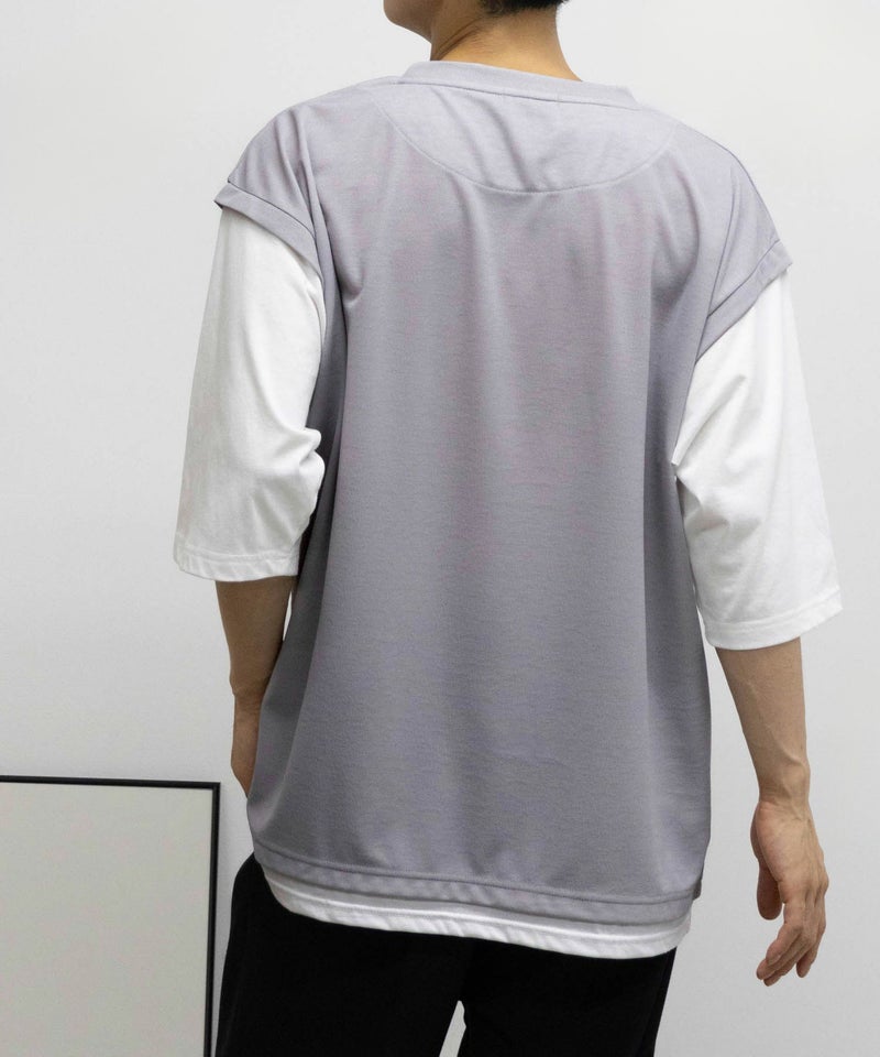URBAN COLLECTION  梨地フェイクベストレイヤードTシャツ メンズ商品画像-8
