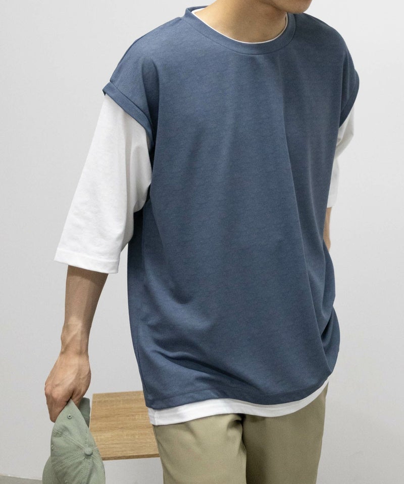 URBAN COLLECTION 梨地フェイクベストレイヤードTシャツ メンズ商品画像-12