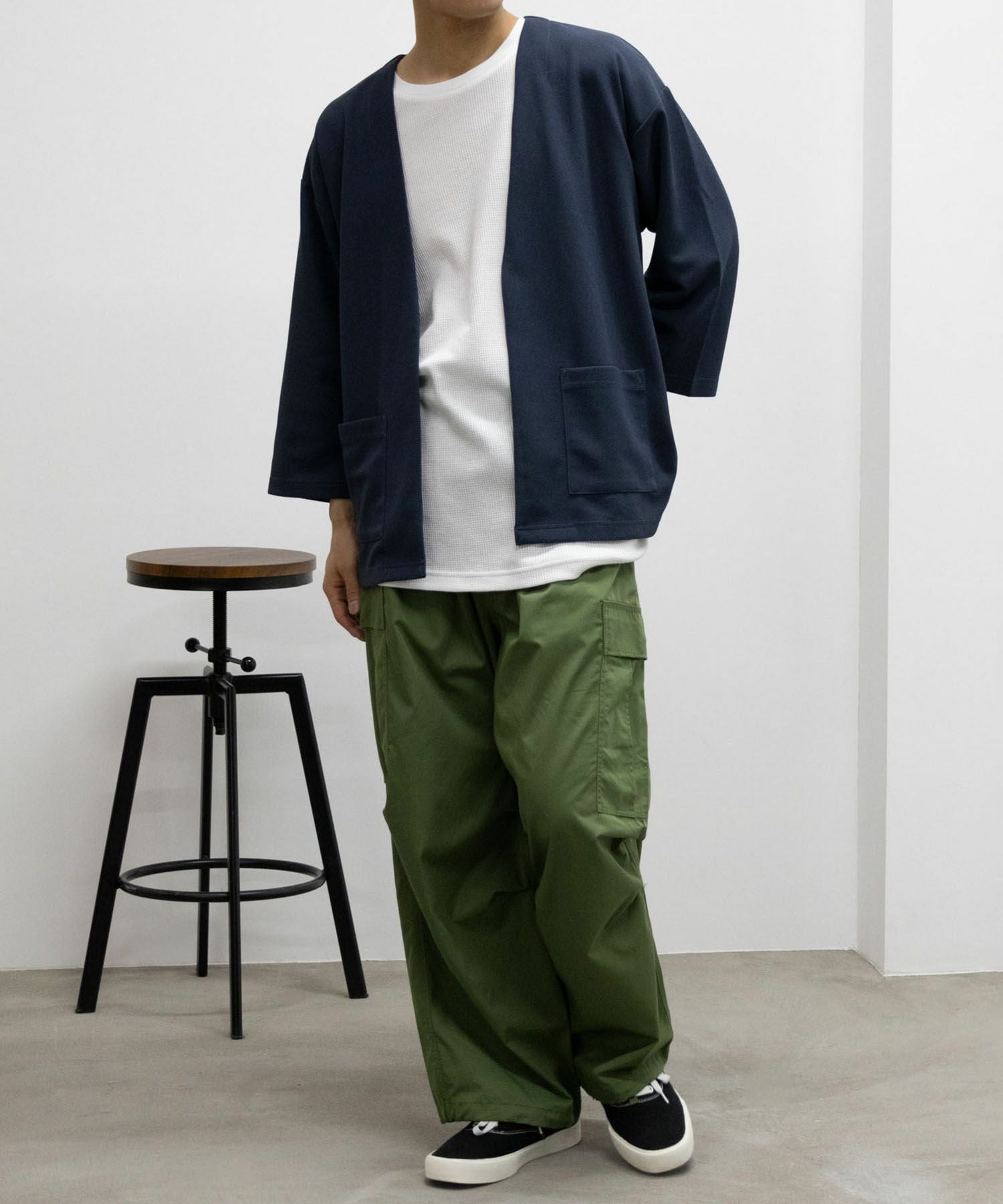 七分袖リブカーデアンサンブル URBAN COLLECTION 梨地7分袖カーディガンアンサンブル メンズ