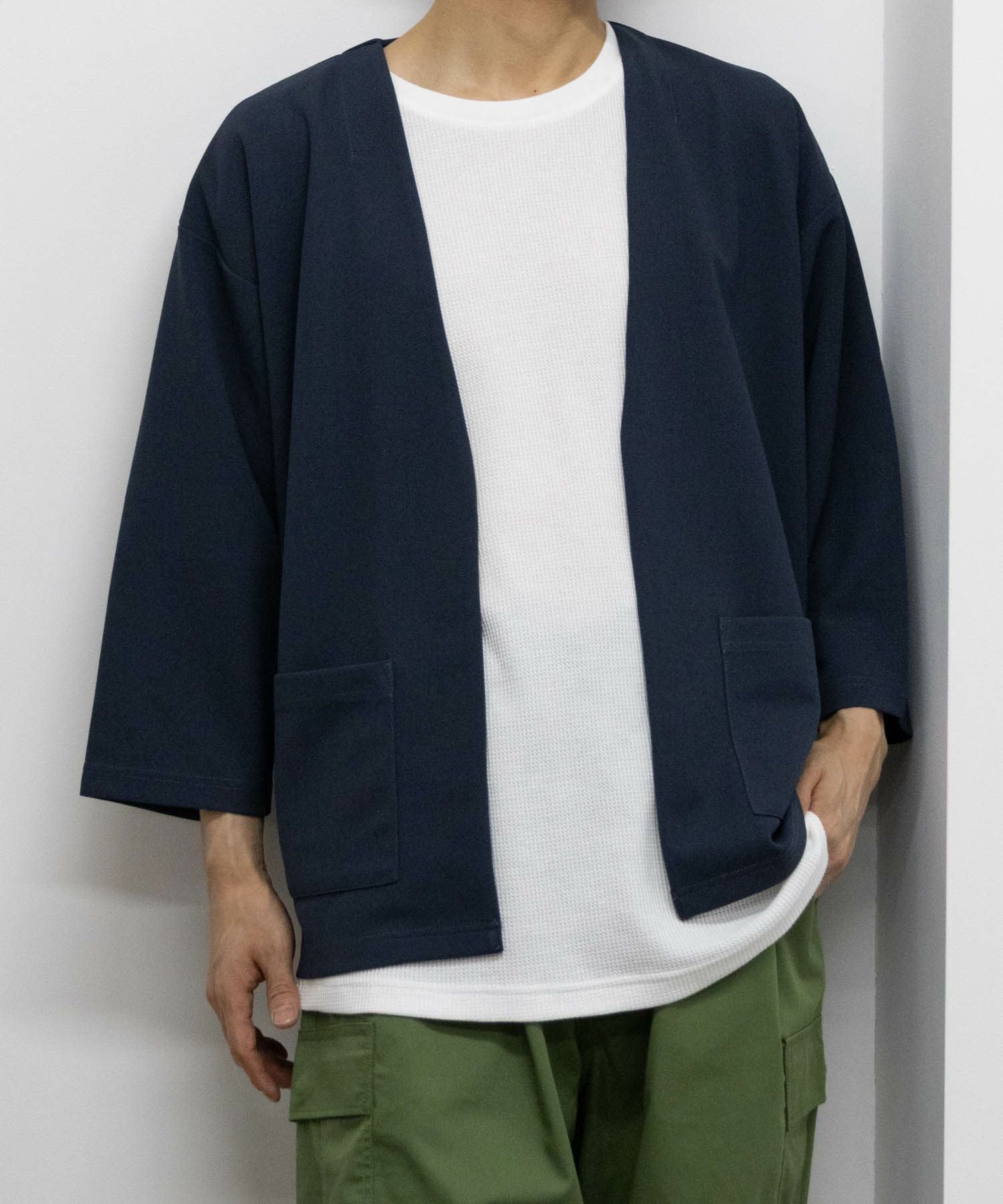 七分袖リブカーデアンサンブル URBAN COLLECTION 梨地7分袖カーディガンアンサンブル メンズ