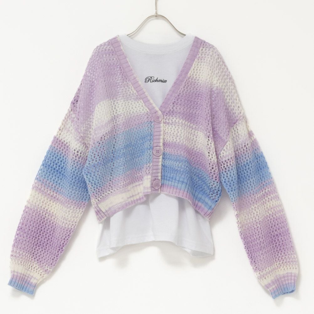 RICH MIX グラデーションかぎ針カーディガンアンサンブル キッズ