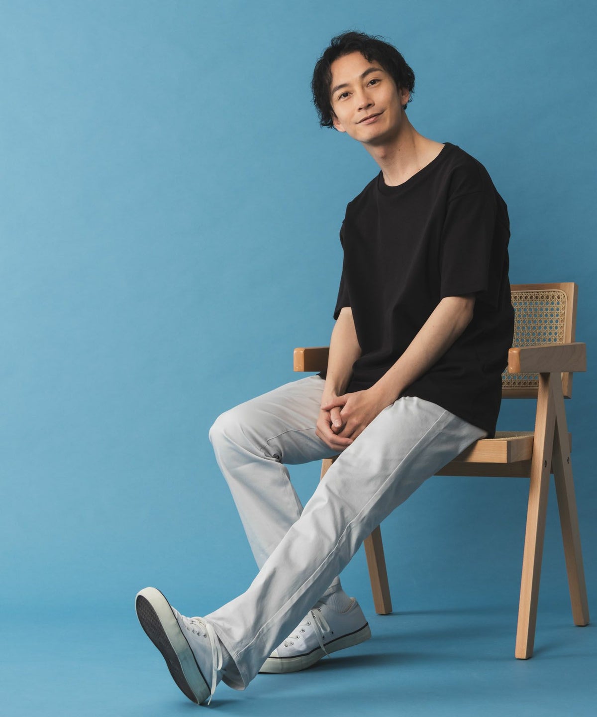 NAVY SARARI サテンクールテーパードパンツ メンズ