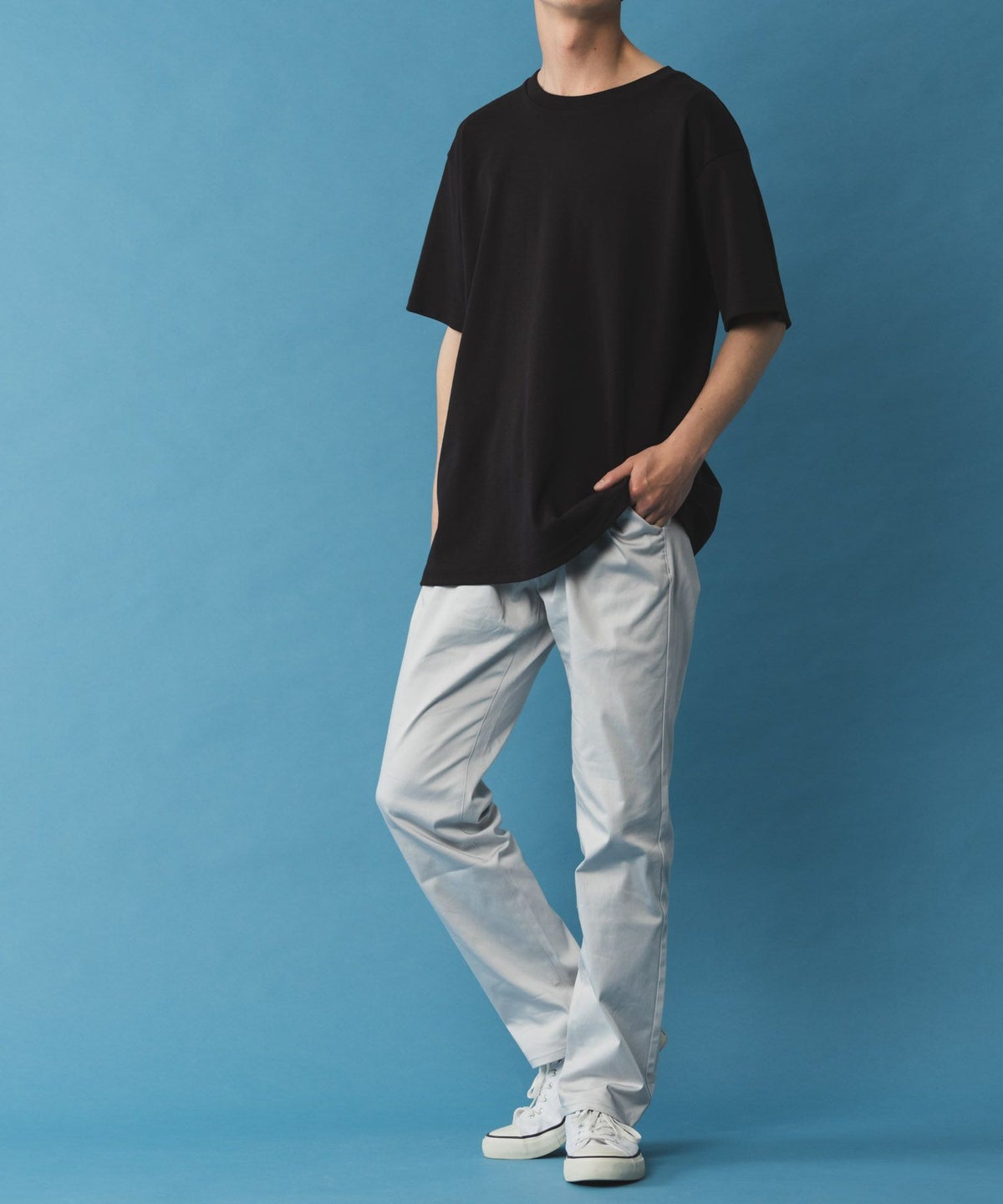 NAVY SARARI サテンクールテーパードパンツ メンズ