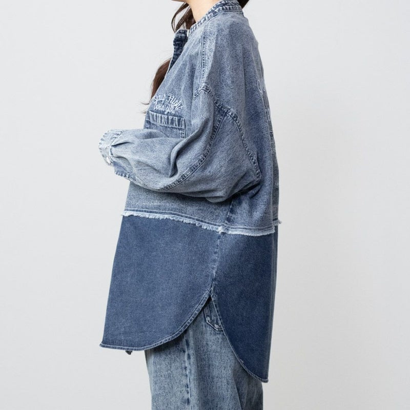 UNDERWRAPS デニム切替ルーズシャツ レディース商品画像-3