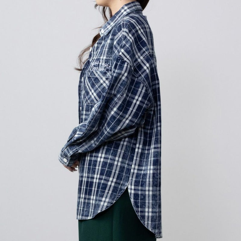 [期間限定価格]UNDERWRAPS  インディゴチェックルーズシャツ レディース商品画像-3