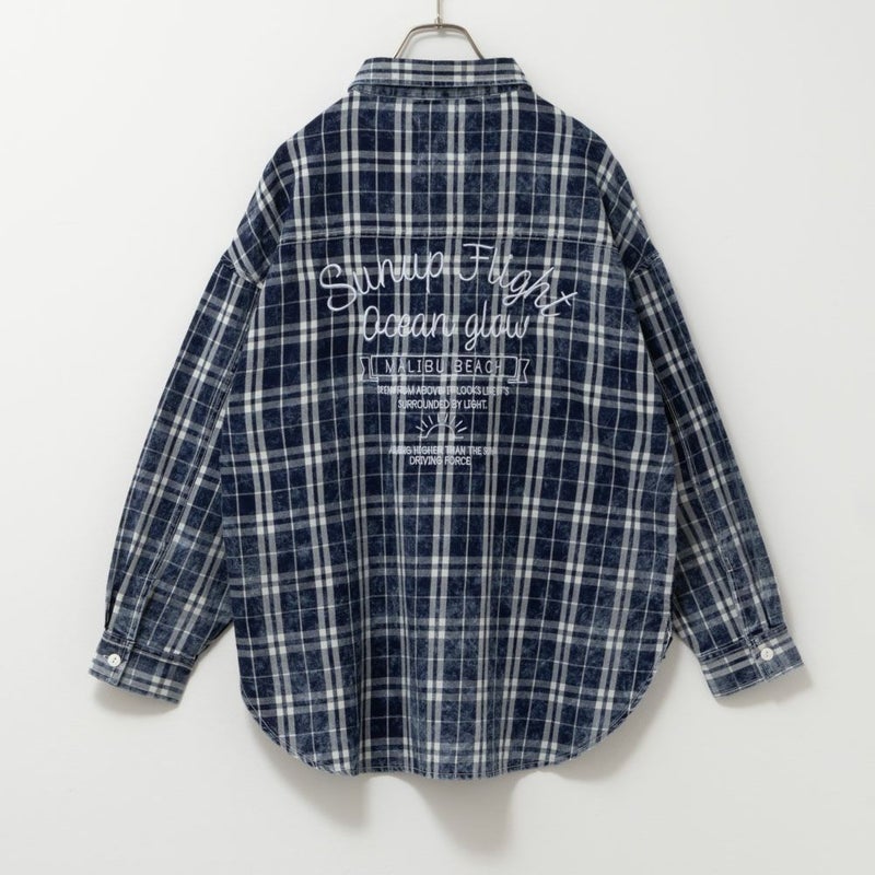 [期間限定価格]UNDERWRAPS  インディゴチェックルーズシャツ レディース商品画像-7
