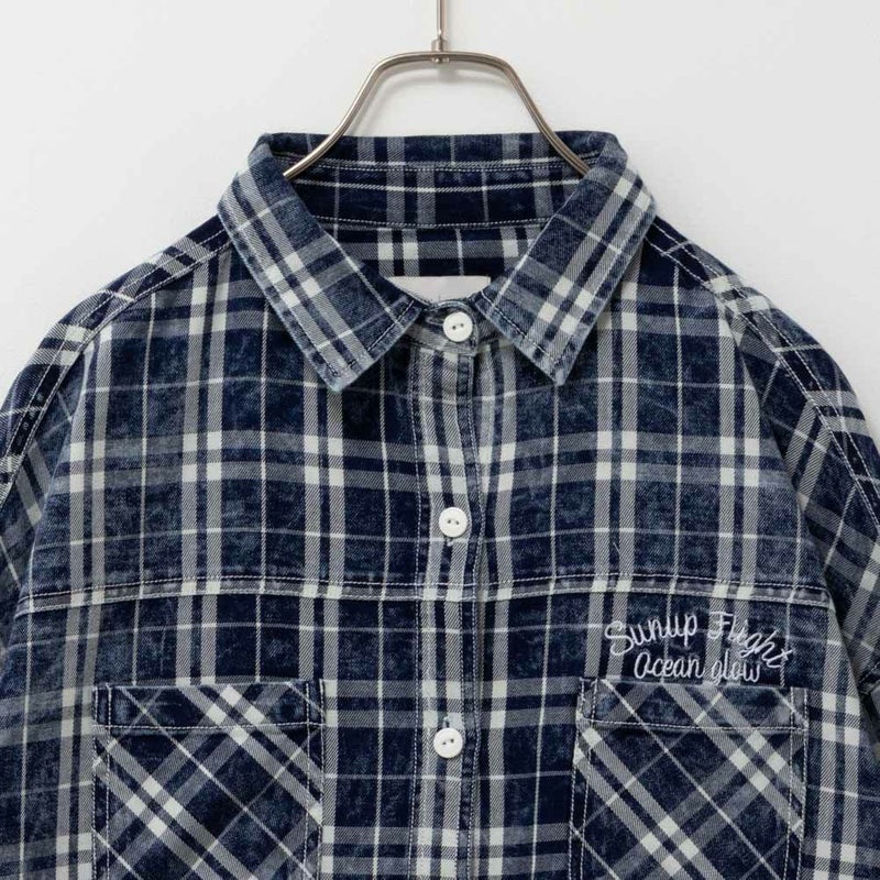 [期間限定価格]UNDERWRAPS  インディゴチェックルーズシャツ レディース商品画像-8