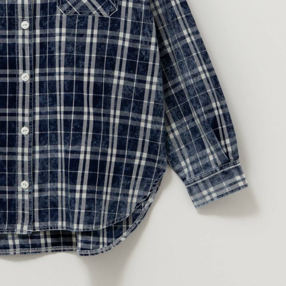 UNDERWRAPS インディゴチェックルーズシャツ レディース