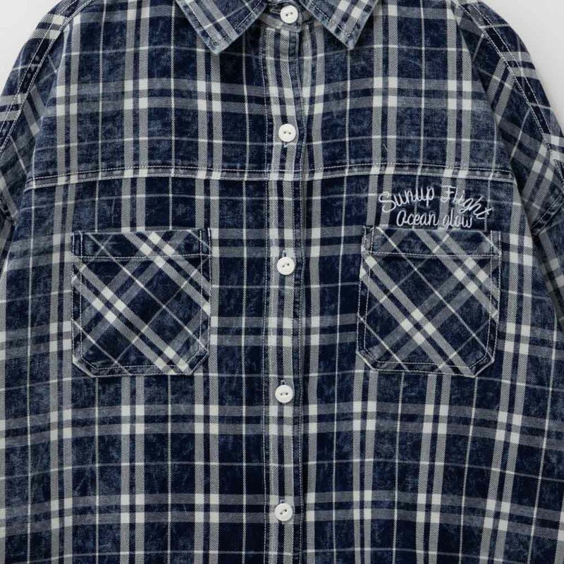 [期間限定価格]UNDERWRAPS  インディゴチェックルーズシャツ レディース商品画像-11